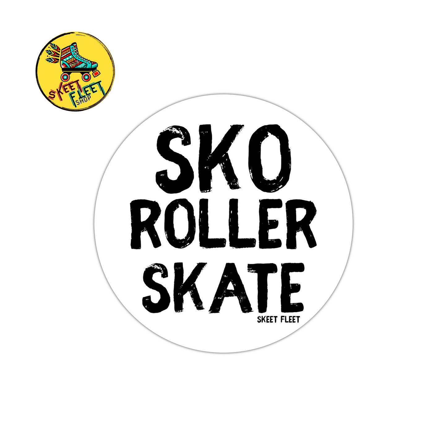 Sticker with 'SKO ROLLER SKATE' text and a small logo in the corner on a white background